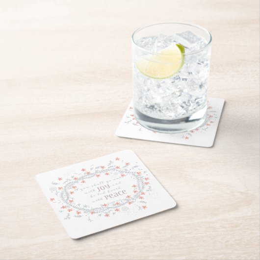 喜びと出て行く – Isaiah 55:12 スクエアペーパーコースター (インサイチュ)