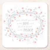 喜びと出て行く – Isaiah 55:12 スクエアペーパーコースター (正面)