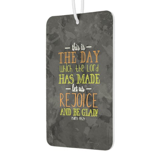 喜びと喜びのタイポグラフィ聖書の聖句モダン カーエアーフレッシュナー (左)