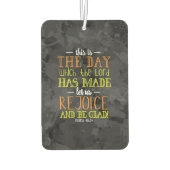 喜びと喜びのタイポグラフィ聖書の聖句モダン カーエアーフレッシュナー (裏面)