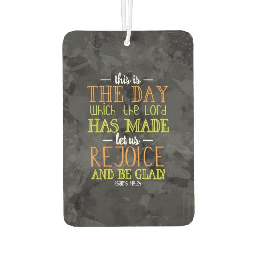 喜びと喜びのタイポグラフィ聖書の聖句モダン カーエアーフレッシュナー (裏面)