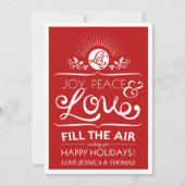 喜びと平和と愛が空気を満たす – ハッピーホリデー シーズンカード (正面)