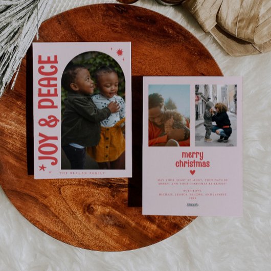 喜びと平和ミニマリストピンクアーチ シーズンカード