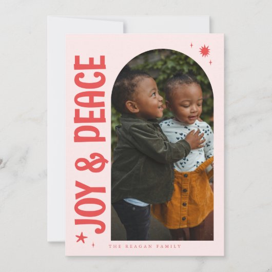 喜びと平和ミニマリストピンクアーチ シーズンカード (正面)