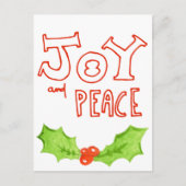 喜びと平和 |ホリー・リーフ・クリスマス シーズンポストカード (正面)