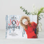 喜びと幸福のフラットなクリスマスホリデー写真カード シーズンカード (スタンド正面)