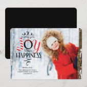 喜びと幸福のフラットなクリスマスホリデー写真カード シーズンカード (正面/裏面)