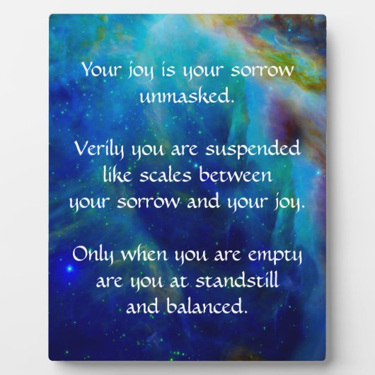 喜びと悲しみの上のカフリル・ジブラン フォトプラーク (正面)