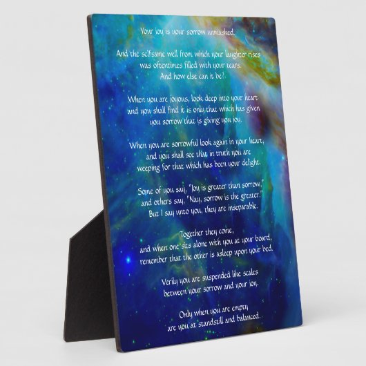 喜びと悲しみの上のカフリル・ジブラン フォトプラーク (側面)