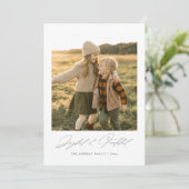 喜びと感謝のミニマリストのクリスマスフォト シーズンカード (スタンド正面)