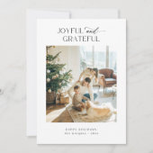 喜びと感謝の家族のクリスマスフォト シーズンカード (正面)