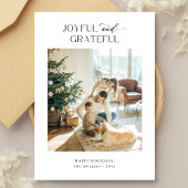 喜びと感謝の家族のクリスマスフォト シーズンカード