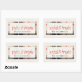 喜びと明るい居心地の良い冬の格子柄ホリデーギフト 長方形シール (シート)