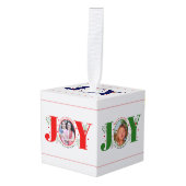 喜びと果実ハッピーホリデーズクリスマスフォト キューブオーナメント (正面アングル)