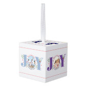 喜びと果実ハッピーホリデーズクリスマスフォト キューブオーナメント (裏面アングル)