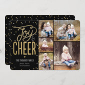 喜びと歓びのホリデー フォト カード - ブラック (正面/裏面)
