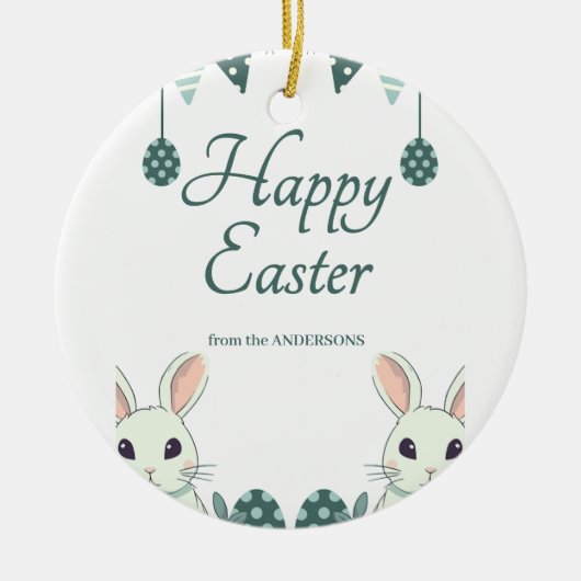 "喜びと祝:イースターがあなたを願う" セラミックオーナメント (正面)