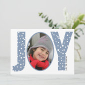 喜びと雪の埃の多い青いミニマルクリスマス シーズンカード (スタンド正面)