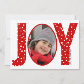 喜びと雪の赤いミニマルクリスマスの写真 シーズンカード (正面)