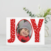 喜びと雪の赤いミニマルクリスマスの写真 シーズンカード (スタンド正面)