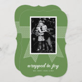 喜びに包まれて 1枚の写真 オーダーメイド グリーン シーズンカード (正面/裏面)