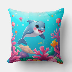 🐬 喜びに満ちたかわいいキャラクターのイルカ 🌊✨ クッション