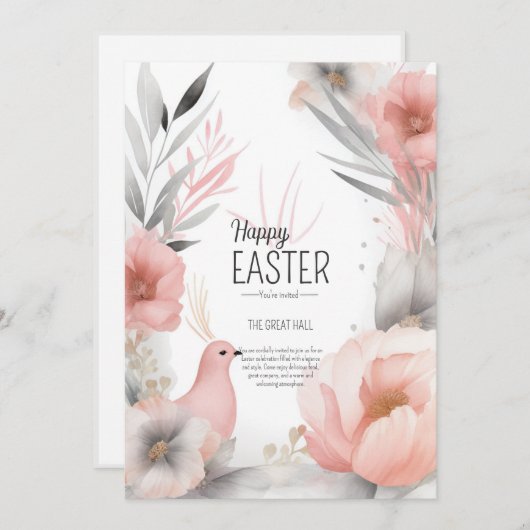 喜びに満ちたイースターの祝祭 招待状 (正面/裏面)