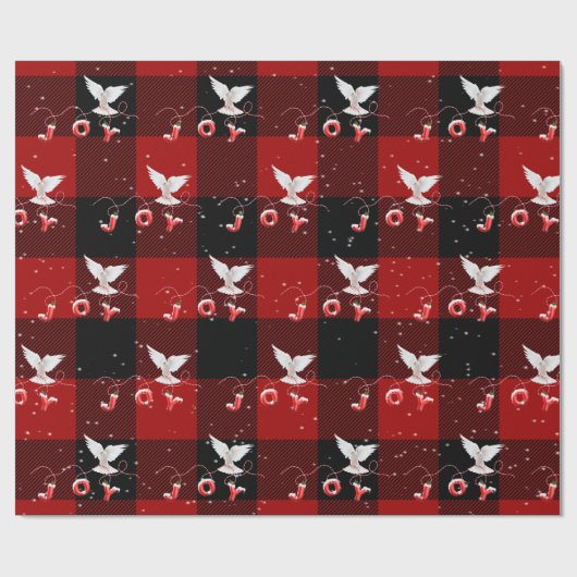 喜びに満ちたクリスマスの鳩 ラッピングペーパー (フラット)