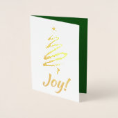 喜びに満ちたクリスマスツリー！あなたの言葉を緑に 箔カード (正面)