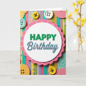 喜びに満ちたストライプの誕生日カード カード (黄色い花)