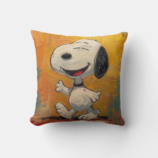 喜びに満ちたビーグル犬のポップアート絵画 クッション (正面)