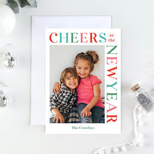 喜びに満ちたフレーム編集可能カラー新年カード シーズンカード