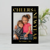 喜びに満ちたフレーム ホイル エディット可能 カラー 新年のカード 箔シーズンカード (立ち正面)