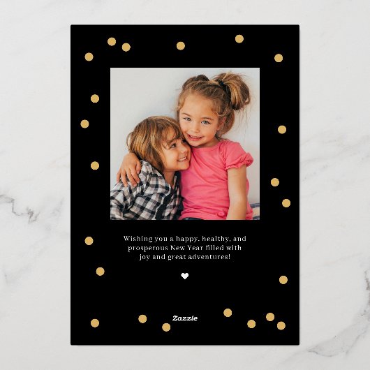 喜びに満ちたフレーム ホイル エディット可能 カラー 新年のカード 箔シーズンカード (裏面)