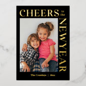 喜びに満ちたフレーム ホイル  編集可能なカラー 新年のカード 箔シーズンカード (正面)