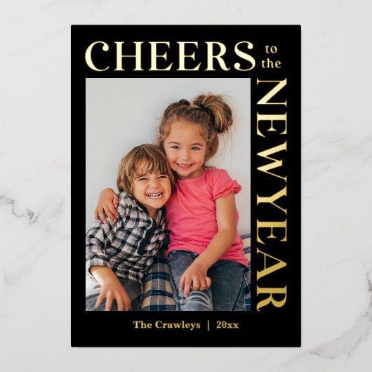 喜びに満ちたフレーム ホログラム加工 カスタマイズ可能 お正月カード 箔シーズンカード (正面)