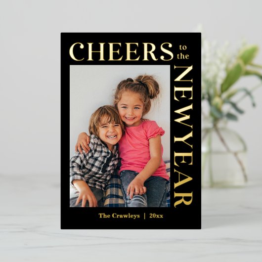 喜びに満ちたフレーム ホログラム加工 カスタマイズ可能 お正月カード 箔シーズンカード (立ち正面)