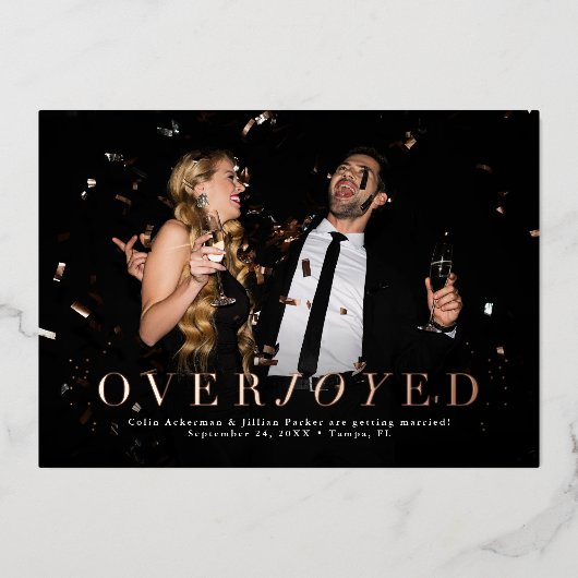 喜びに満ちたホリデーシーズンの保存日付写真カード 箔シーズンカード (正面)