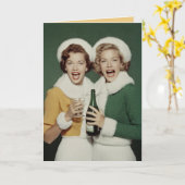 喜びに満ちた冬のシャンパン祝賀会 カード (黄色い花)