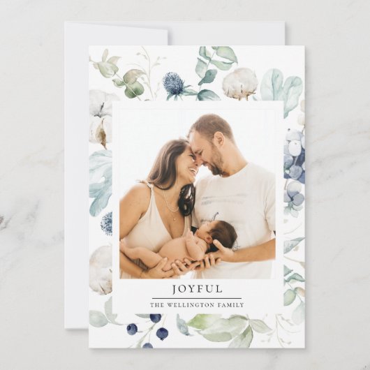 喜びに満ちた北極の冬の植物写真 シーズンカード (正面)