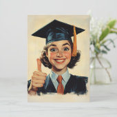 喜びに満ちた卒業生の親指アップ 招待状 (スタンド正面)