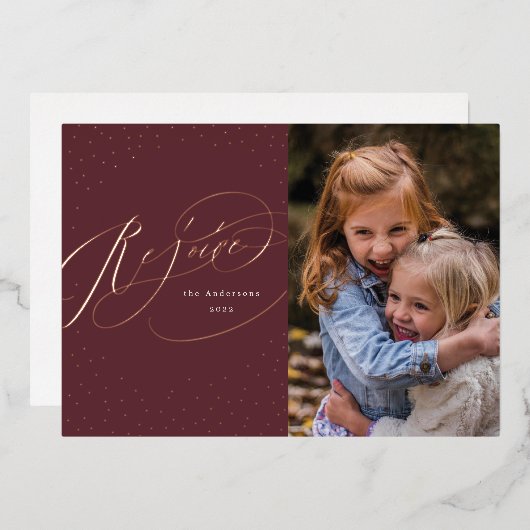 喜びに満ちた宗教的なホリデーカード 箔シーズンカード (正面/裏面)