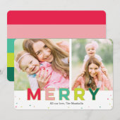 喜びに満ちた楽しい2枚の写真のモダンなホリデーカード シーズンカード (正面/裏面)