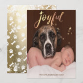 喜びに満ちた犬の足の写真 クリスマス (正面/裏面)