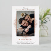 喜びに満ちた祝福の写真 ホリデー 誕生のお知らせ (立ち正面)