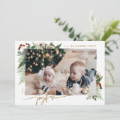 喜びに満ちた素朴な緑のゴールドドライブラシ効果写真 シーズンカード (スタンド正面)