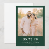 喜びに満ちた緑の農村風写真 セーブザデート (正面/裏面)