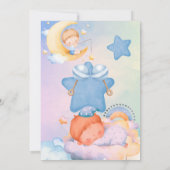 喜びに満ちた赤ちゃんシャワーの招待状。 招待状 (裏面)