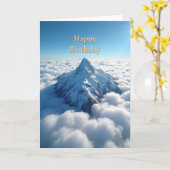 喜びに満ちた雪山の頂上のカード カード (黄色い花)