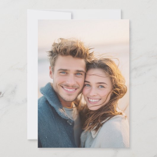 喜びに満ちた青いカジュアルフォト 招待状 (正面)